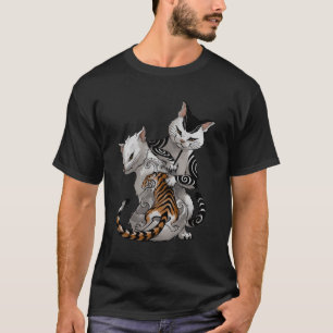 Camiseta El gato de artista tradicional de tatuajes japonés