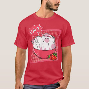 Camiseta El gato de fresa Kawaii Anime Neko Japane