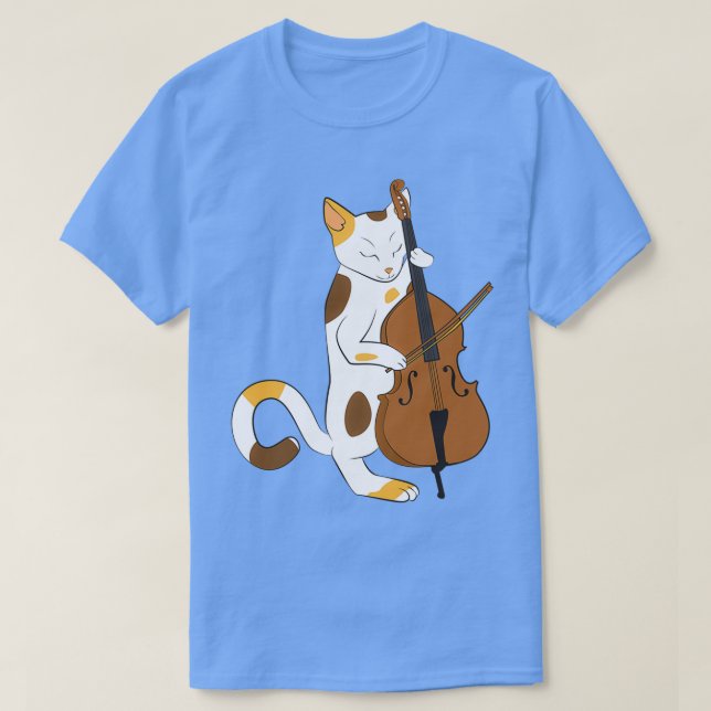 Camiseta El gato de jazz toca el regalo del músico del bajo (Diseño del anverso)