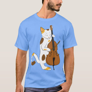 Camiseta El gato de jazz toca el regalo del músico del bajo