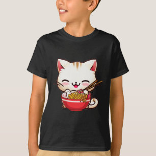 Camiseta El gato de Kawaii Ramen ama la comida japonesa div
