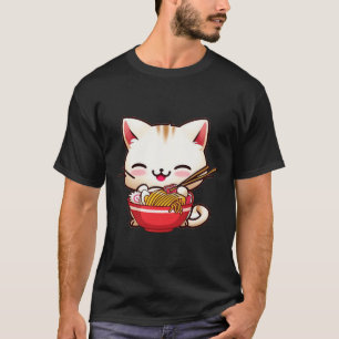 Camiseta El gato de Kawaii Ramen ama la comida japonesa div