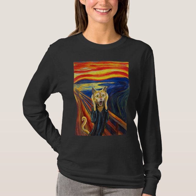 Camiseta El gato de la pintura al grito de Munch (Anverso)