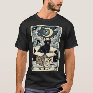Camiseta El gato de la tarjeta Tarot de Hermit en caja Grac
