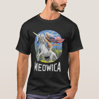 Camiseta El gato de Meowica Unicorn Bandera estadounidense