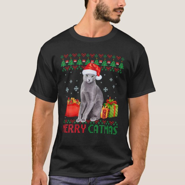 Camiseta El gato de Merry Catmas Navidades feos de Rusia de (Anverso)