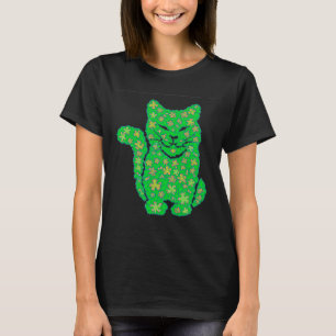 Camiseta El gato de San Patricio Silhouette Green Shamrock