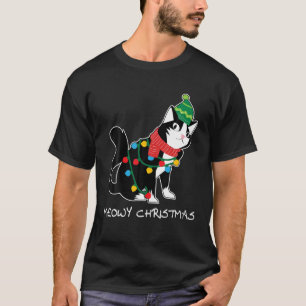Camiseta El gato de Santa Hat Meowy X-Mas enciende a divert