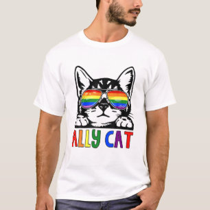 Camiseta El gato del aliado LGBT sé amable gay arcoiris gra