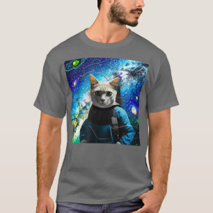 Camiseta El gato del astronauta Vincent Van Gogh Starry Nig
