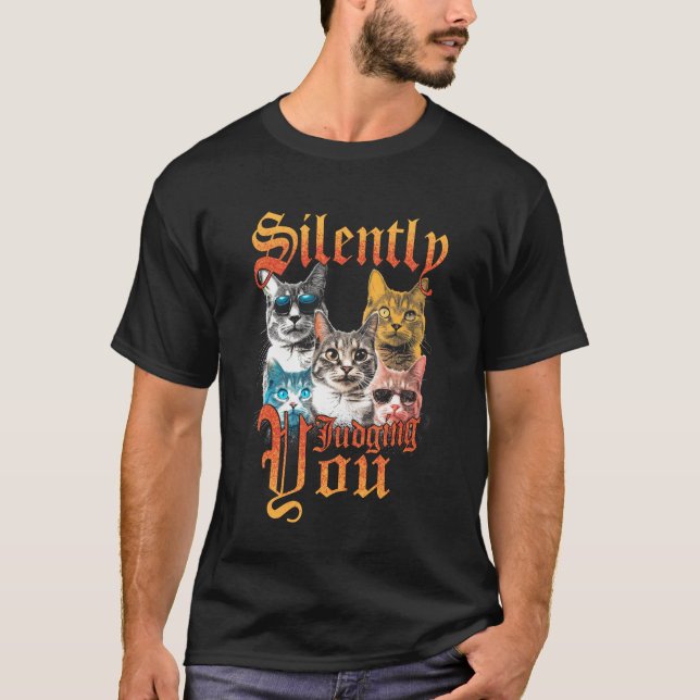 Camiseta El gato del Bootleg te juzga silenciosamente | Gra (Anverso)