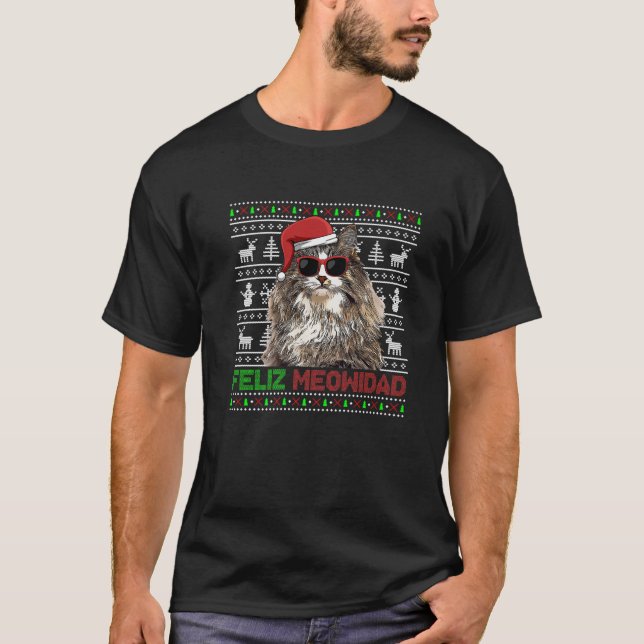 Camiseta El gato del bosque noruego Feliz Meowidad Funny Ch (Anverso)