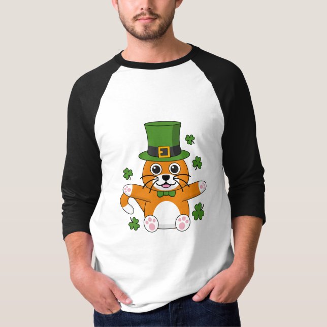 Camiseta El gato del día de San Patricio con el Personaliza (Anverso)