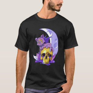 Camiseta El gato del Gótico Pastel Wicca Skull El capullo s