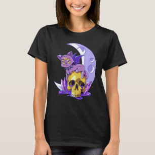 Camiseta El gato del Gótico Pastel Wicca Skull El capullo s