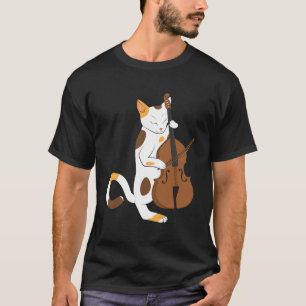 Camiseta El gato del jazz juega el bajo vertical - regalo