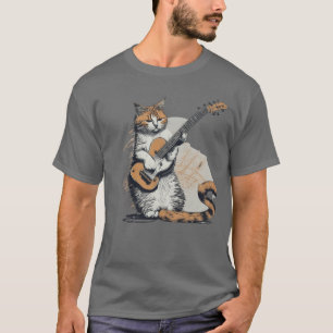 Camiseta El gato del Naranja de Guay Jamming en la guitarra