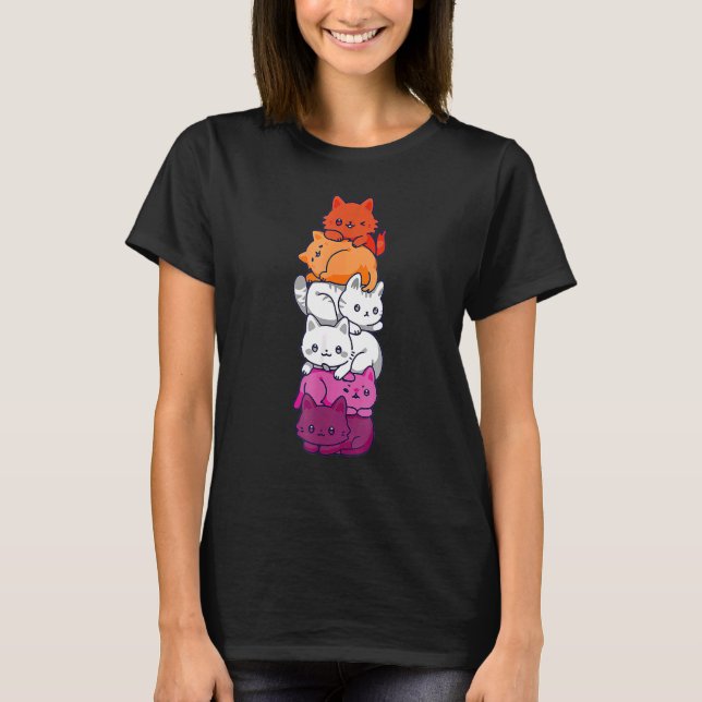 Camiseta El Gato Del Orgullo Lesbiano Lgbt Bandera Gay Cues (Anverso)