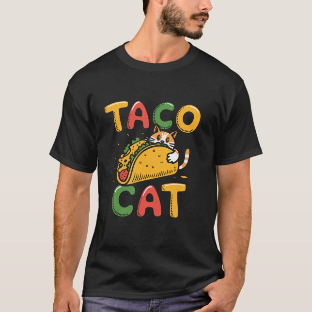 Camiseta El gato del taco abraza el taco cute curioso y col (Anverso)