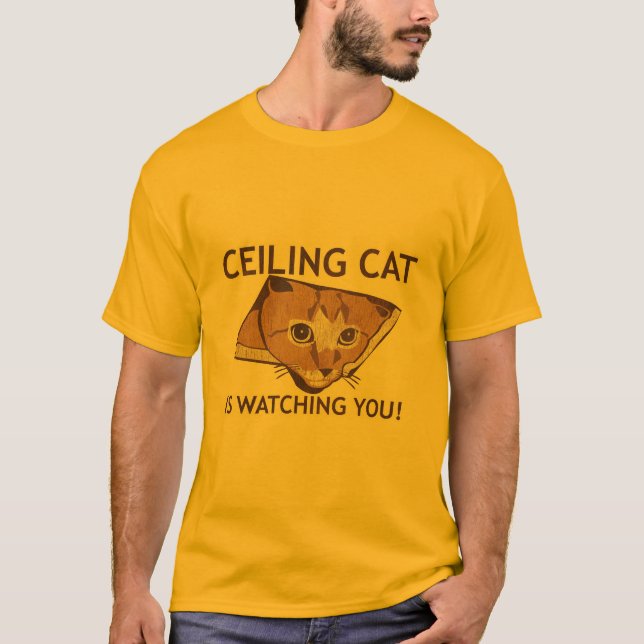 Camiseta ¡El gato del techo le está mirando! (Anverso)