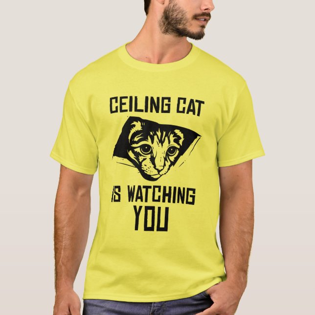 Camiseta ¡El gato del techo le está mirando! (Anverso)