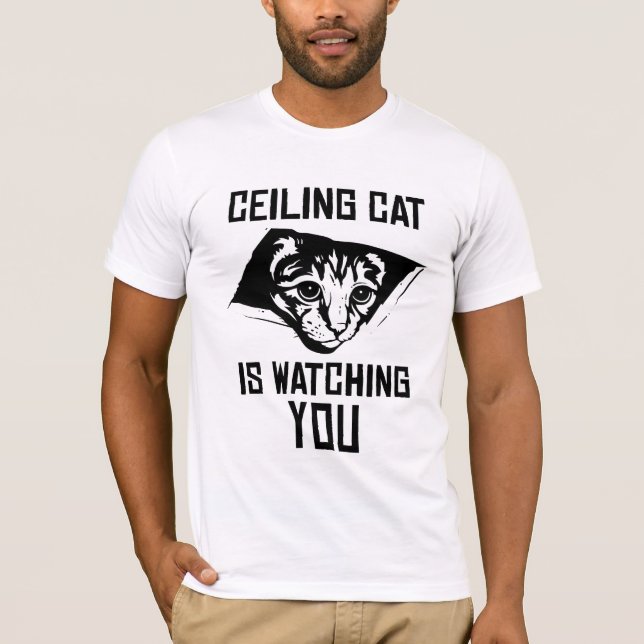 Camiseta ¡El gato del techo le está mirando! (Anverso)