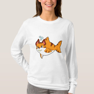 Camiseta El gato del tigre como tiburón en el agua. PNG