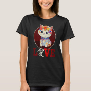 Camiseta El gato dulce medio ama al personaje chino