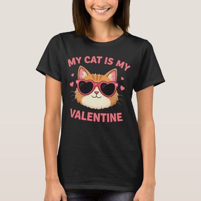 Camiseta El gato El día de San Valentín de Tuxedo lindo el  (Anverso)