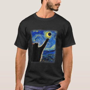 Camiseta El gato encantador Starry Night Funny gato Solar E