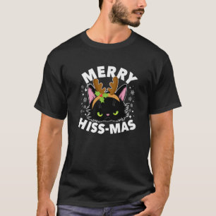 Camiseta El gato enfurecido Merry Hiss Mas Reindeer Antlers