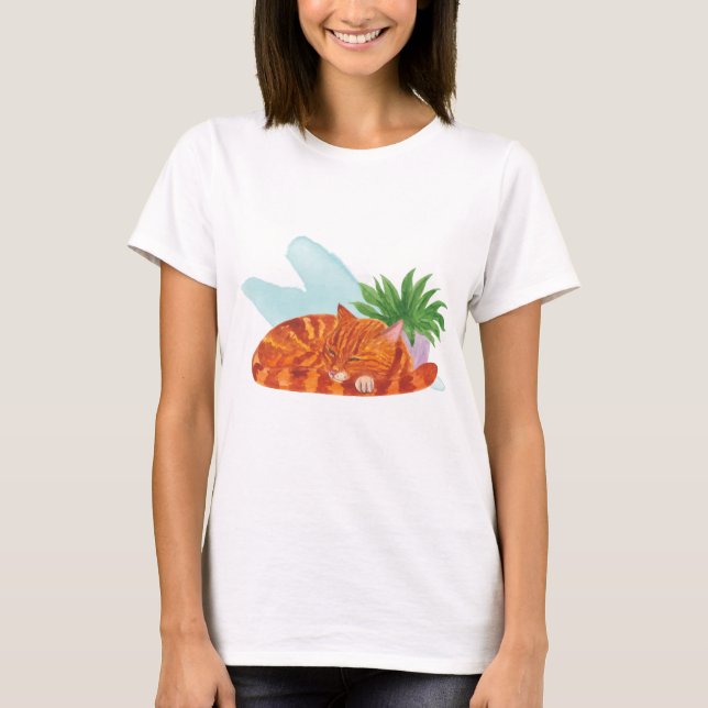 Camiseta El gato está durmiendo... El gato está fingiendo s (Anverso)