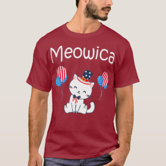 Camiseta El Gato Estadounidense 4 De Julio, Patriótico Meow