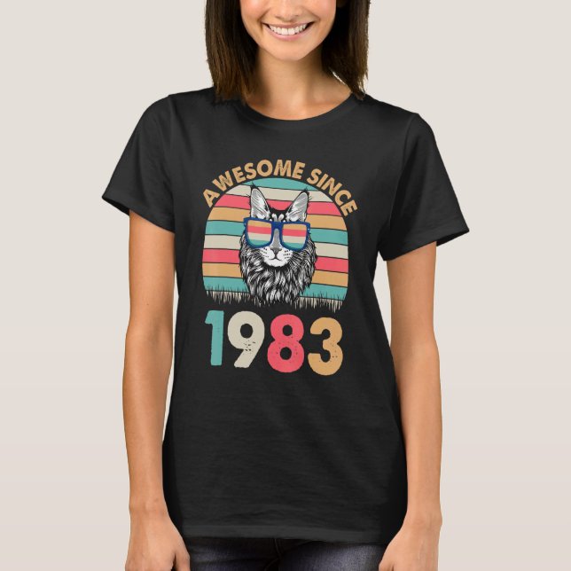 Camiseta El Gato Fantástico Desde 1983 Feliz Cumpleaños Par (Anverso)