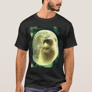 Camiseta El gato gráfico de la luna para las mujeres
