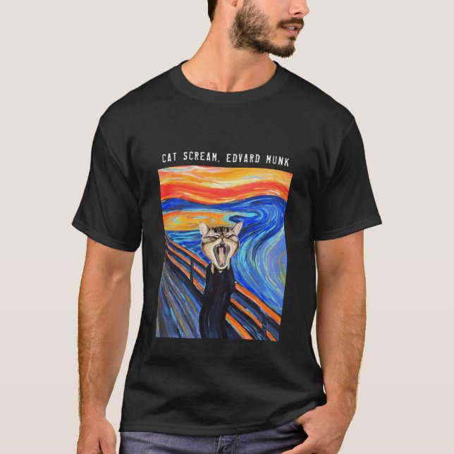 Camiseta El gato grita, Edvard Munch. Memes divertidos (Anverso)