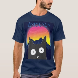 Camiseta El gato japonés indio estético Alt Cudo Anime Retr