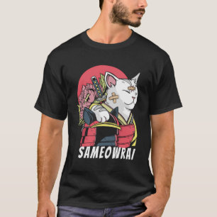 Camiseta El gato japonés Samurai Katana Sameowrai Anime Gra