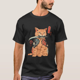 Camiseta El gato japonés samurai Ninja Kawaii Tattoo