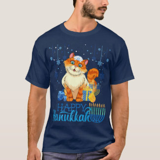 Camiseta El gato judío Menorah Gorra Chanukah Hanukkah Meow