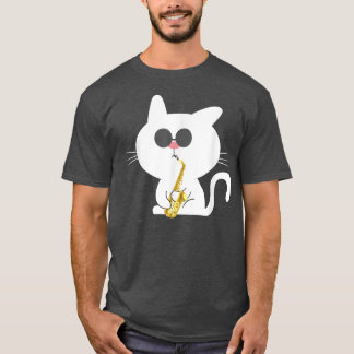 Camiseta El gato juega a la música saxofónica
