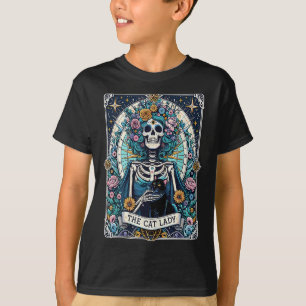 Camiseta El gato Lady Tarot Card Skeleton Cat Mom Lover