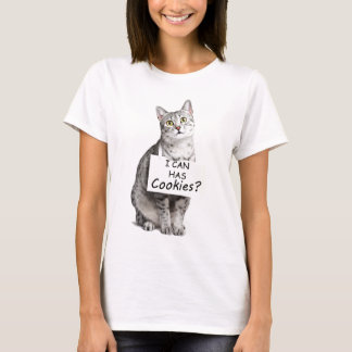 Camiseta ¿El gato lindo me pregunta puede tiene galletas?