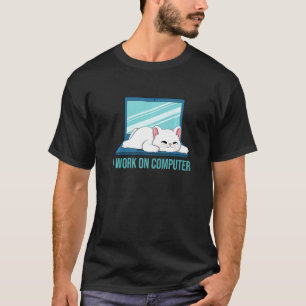 Camiseta El gato lindo que trabajo en los equipos Gato blan