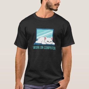 Camiseta El gato lindo que trabajo en los equipos Gato blan