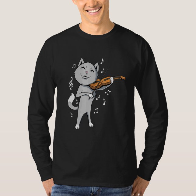 Camiseta El gato lindo toca el violín Viola Fiddle (Anverso)