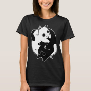 Camiseta El gato lindo yin yang amor negro y blanco