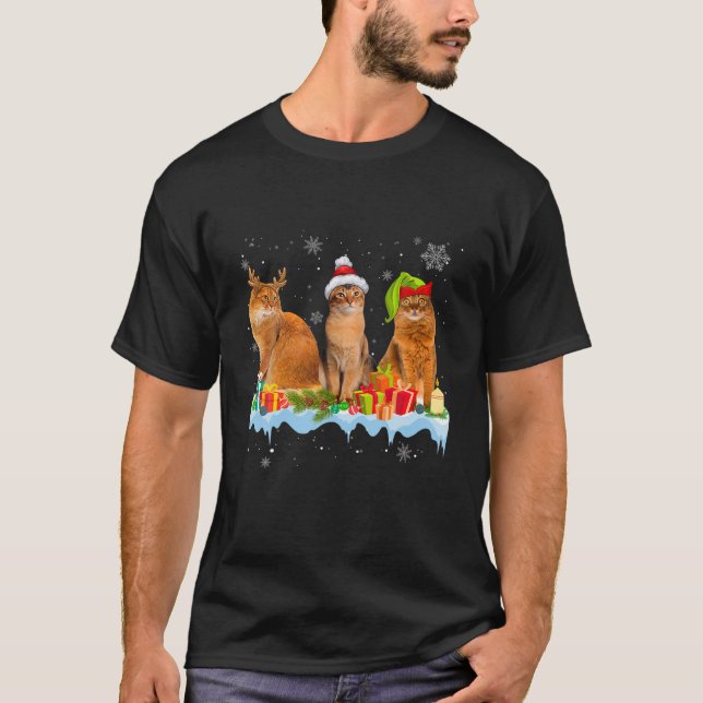 Camiseta El gato Lover recibe luz de Navidades de árbol som (Anverso)