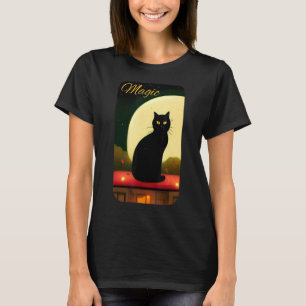 Camiseta El gato mágico negro en la luna, el charlatán Noir