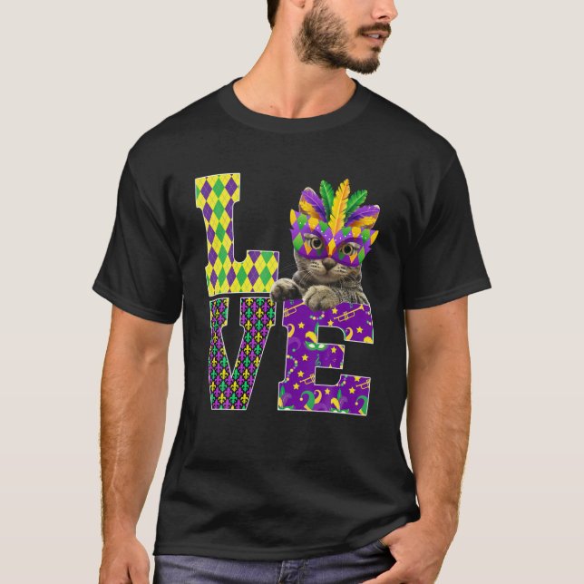 Camiseta El Gato Me Encanta La Máscara De Disfraces De Mard (Anverso)